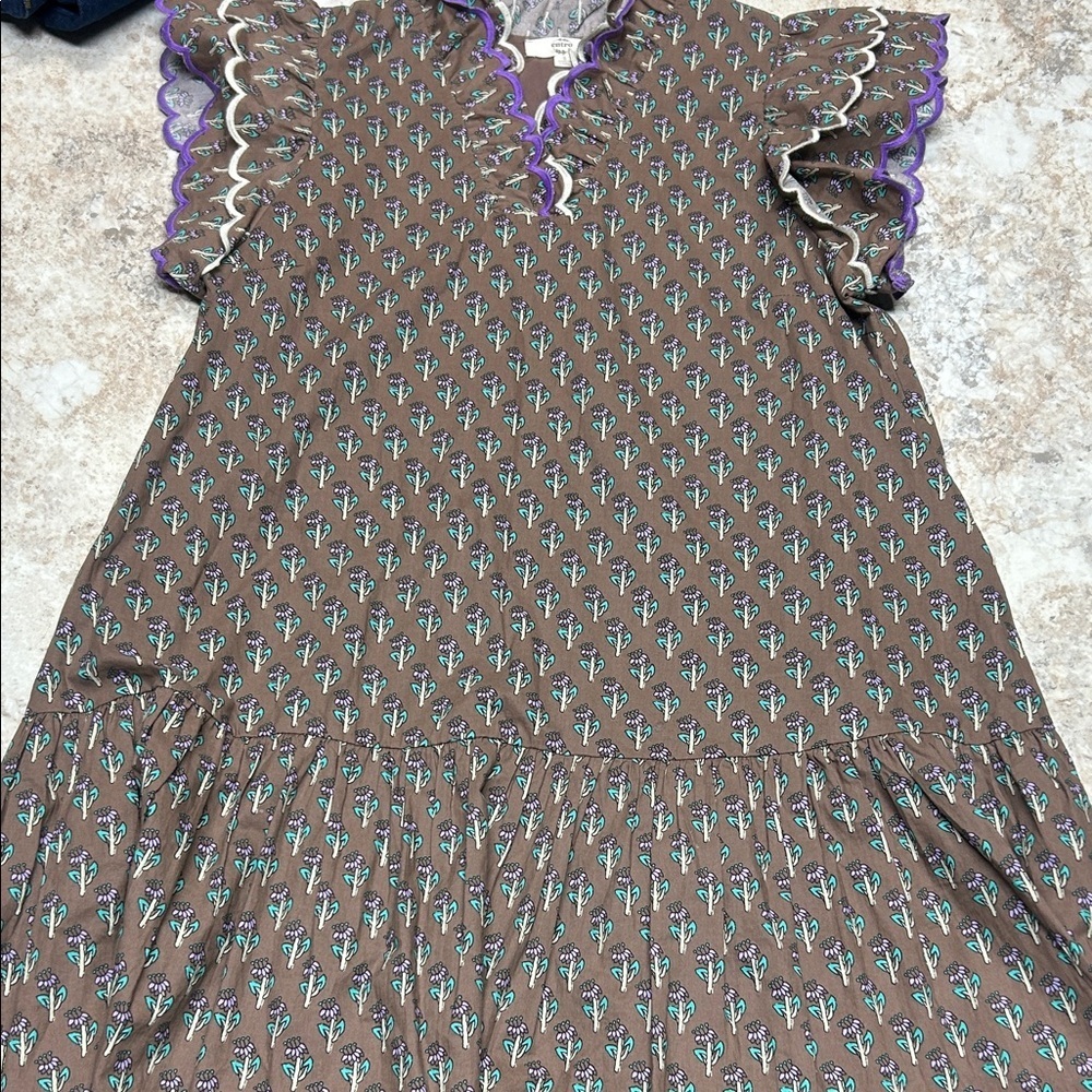 Entro Brown Dress with Purple Accents